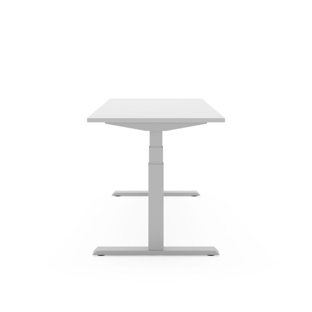 STEELFORCE PRO 670 SLS bureau onderstel zilver met wit tafelblad zijaanzicht