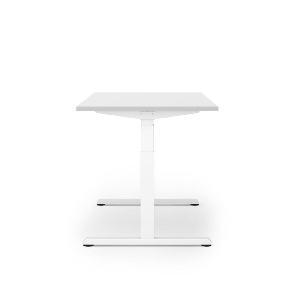 STEELFORCE 1050 Elektrisch Bureau Onderstel Wit zijaanzicht met grijs blad