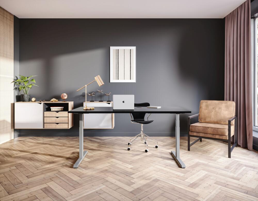 STEELFORCE 1050 Elektrisch Bureau Onderstel Zilver in kantoorruimte