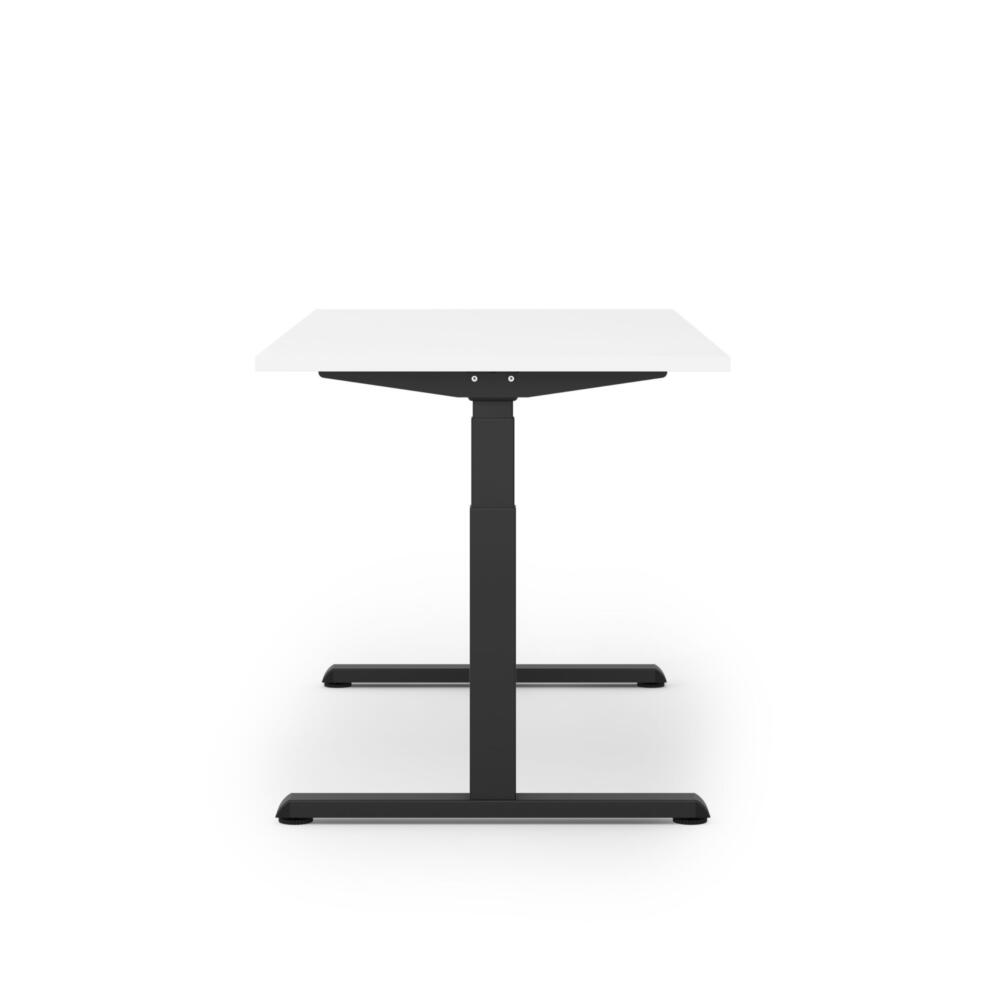 STEELFORCE 1050 Elektrisch Bureau Onderstel Zwart zijaanzicht met wit blad
