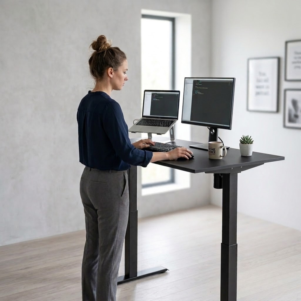 gebruikersfoto SUN FLEX EASYDESK ADAPT l zit sta bureau zwart 120x80cm