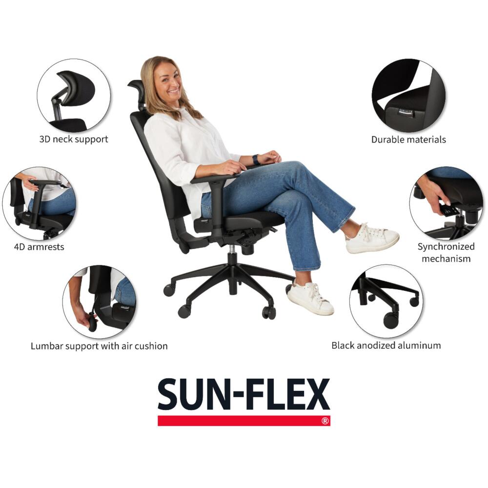 Silla de oficina ergonómica SUN-FLEX®HB negro