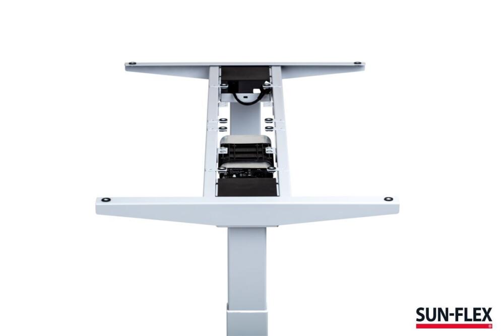 SUN-FLEX® EASYDESK ADAPT VI sit-stand desk white aluminum frame gray tabletop 120x80 cm