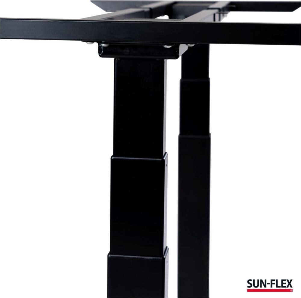 SUN-FLEX®EASYDESK ADAPT VI escritorio sit-stand marco negro tablero de abedul 120x80 cm