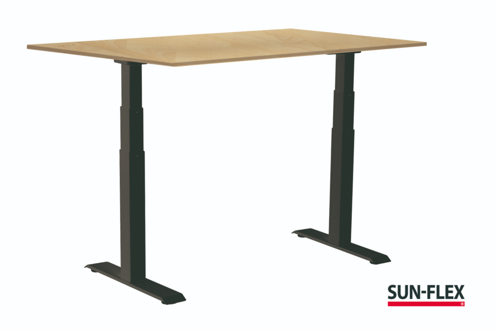 SUN-FLEX®EASYDESK ADAPT VI zit-sta bureau zwart frame met berken blad 120x80 cm