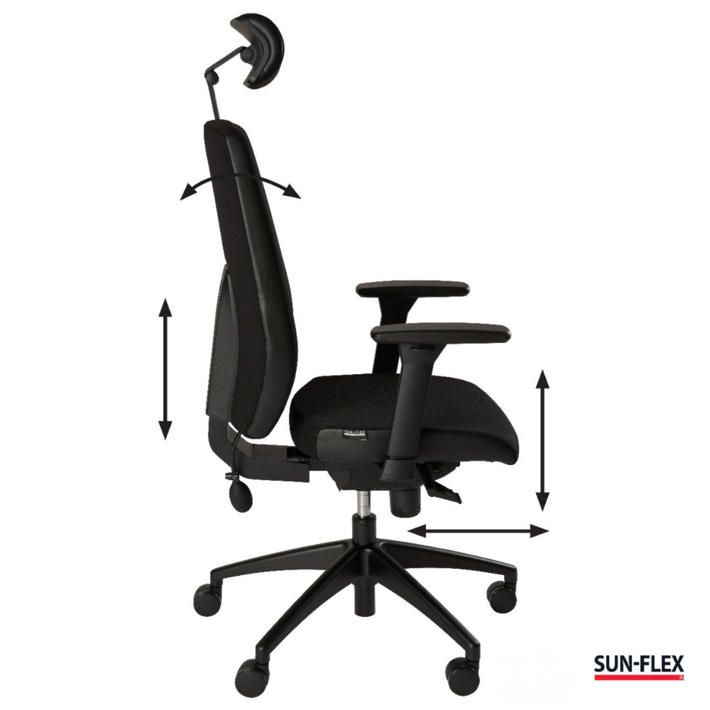 SUN-FLEX®HB ergonomische bureaustoel met lendensteun zwart