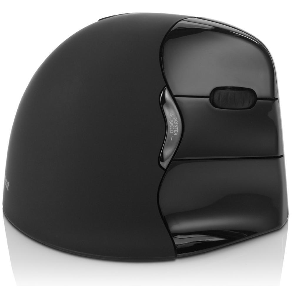 Mysz pionowa | Evoluent 4 | Czarna | Srebrna | Bluetooth | Przystosowana do Maca | Dla praworęcznych