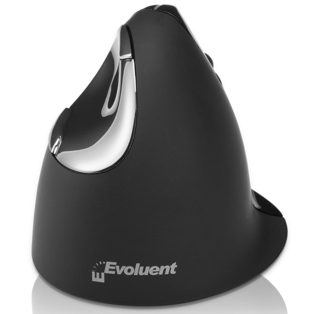 Mysz pionowa | Evoluent 4 | Czarna | Srebrna | Bluetooth | Przystosowana do Maca | Dla praworęcznych