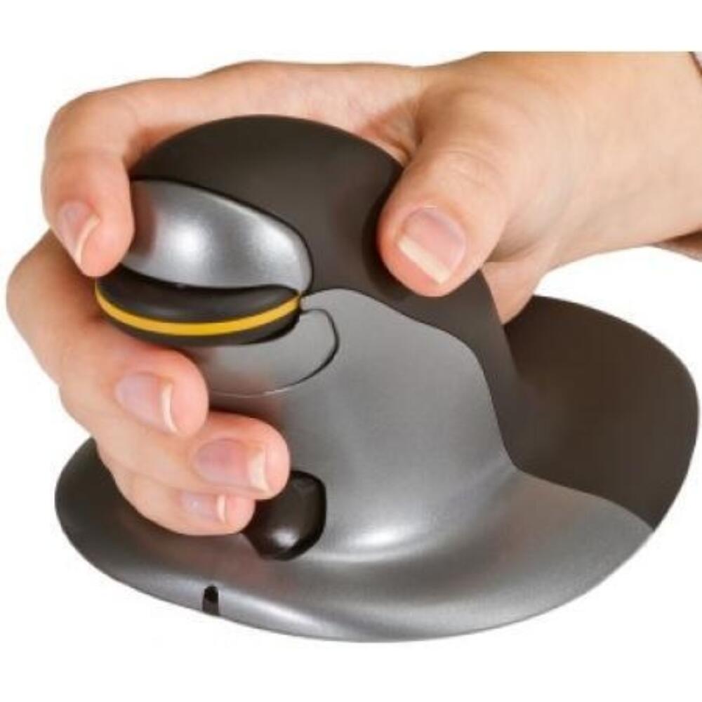 Vertical mouse | Posturite | Penguin mouse | Large | Black | Silver | Wired | Right- and left-handed