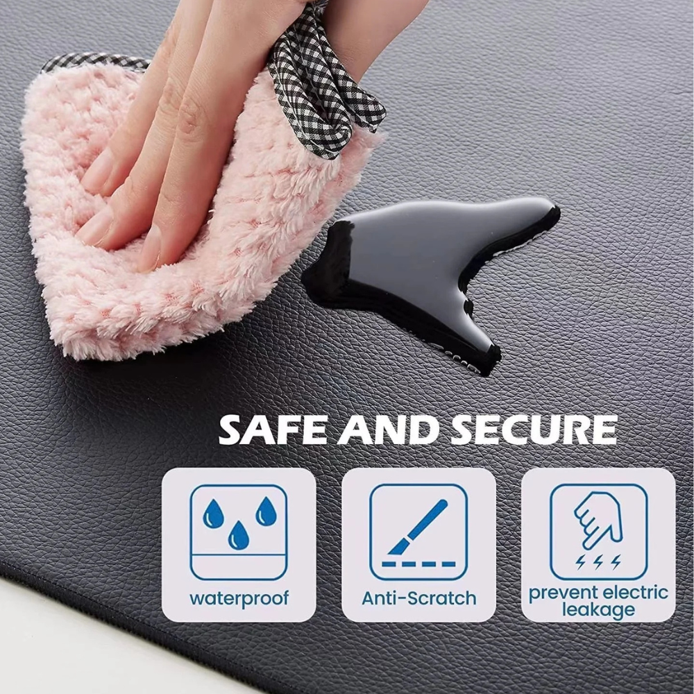 Verwarmde bureau-onderlegger 40 × 80 cm – Zwart waterproof