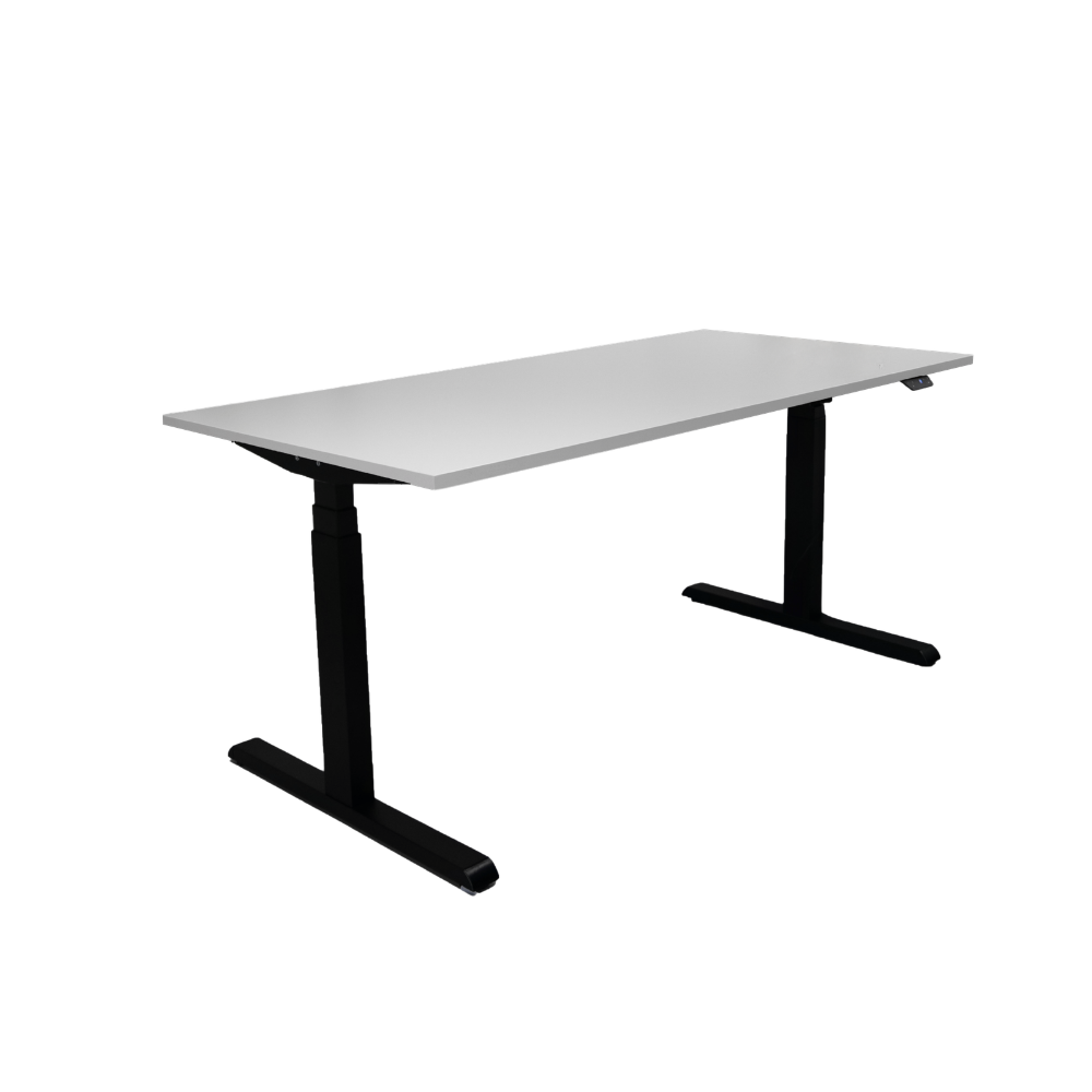 Wit tafelblad met zwart onderstel