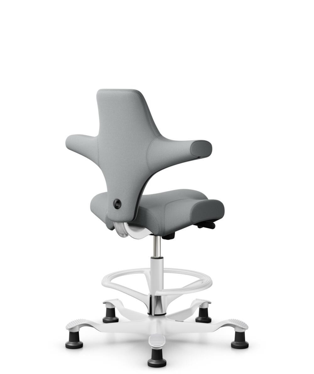 HÅG Capisco 8106 - Select (Gabriel) - Wol / Polyamide - SC60131 - Light ash grey - Framekleur - Wit - Gasveer - 200 mm (Zithoogte 46-64cm) - Vloercontact - Glijdoppen - Voetenring - Ja, in framekleur - Voetster - Nee, voetster in framekleur - 3