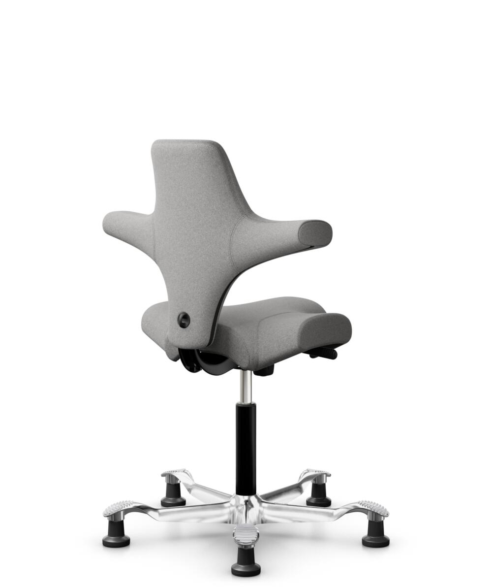 HÅG Capisco 8106 - Cura Loop (Gabriel) - Gerecycled Polyester - CLP60110 Light grey - Framekleur - Zwart - Gasveer - 150 mm (Zithoogte 40-55cm) - Vloercontact - Glijdoppen - Voetenring - Nee, geen voetenring - Voetster - Ja, voetster in gepolijst alumi... - 3