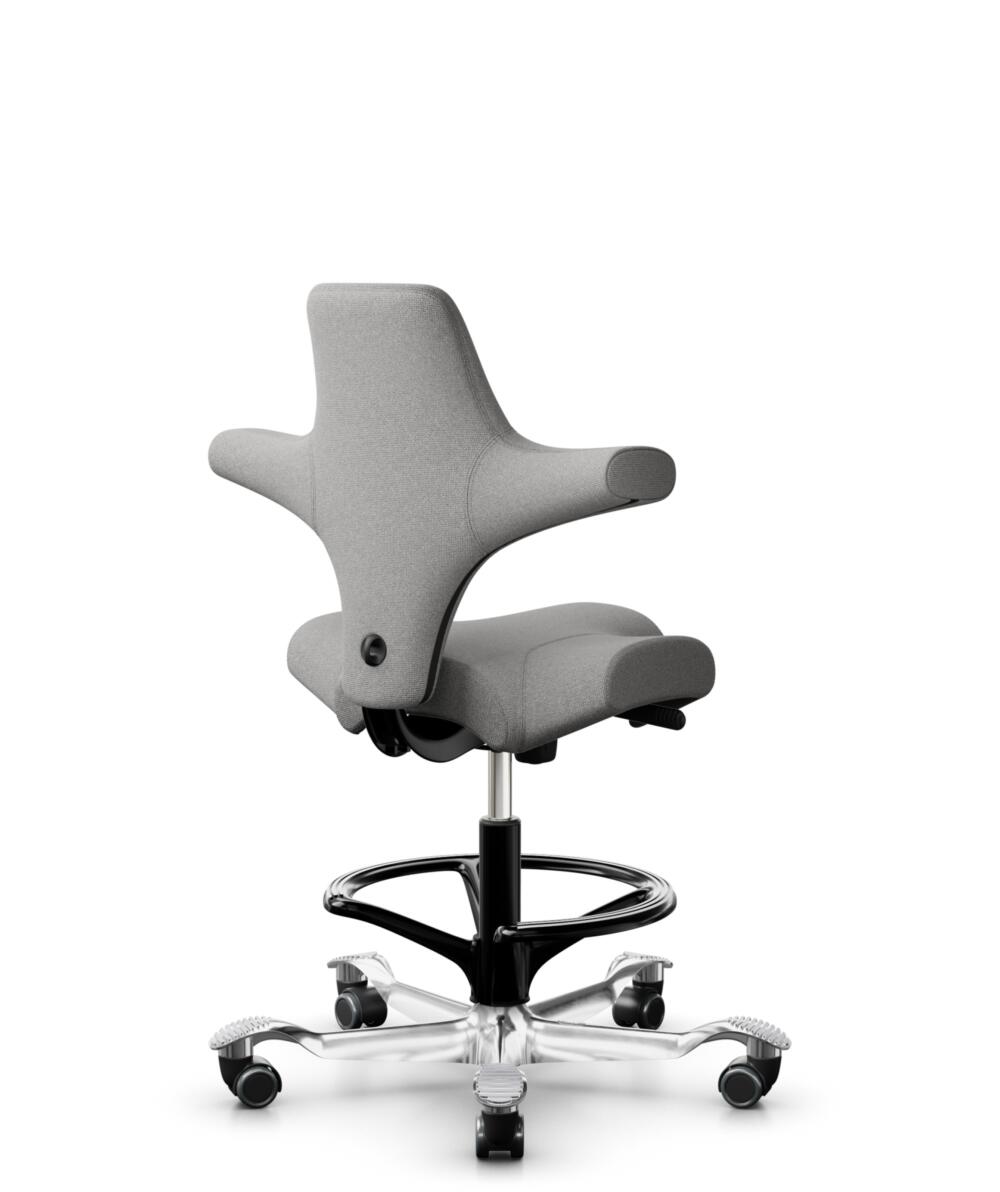 HÅG Capisco 8106 - Cura Loop (Gabriel) - Gerecycled Polyester - CLP60110 Light grey - Framekleur - Zwart - Gasveer - 200 mm (Zithoogte 46-64cm) - Vloercontact - Zachte wielen t.b.v. harde vloeren - Voetenring - Ja, in framekleur - Voetster - Ja, voetst... - 3