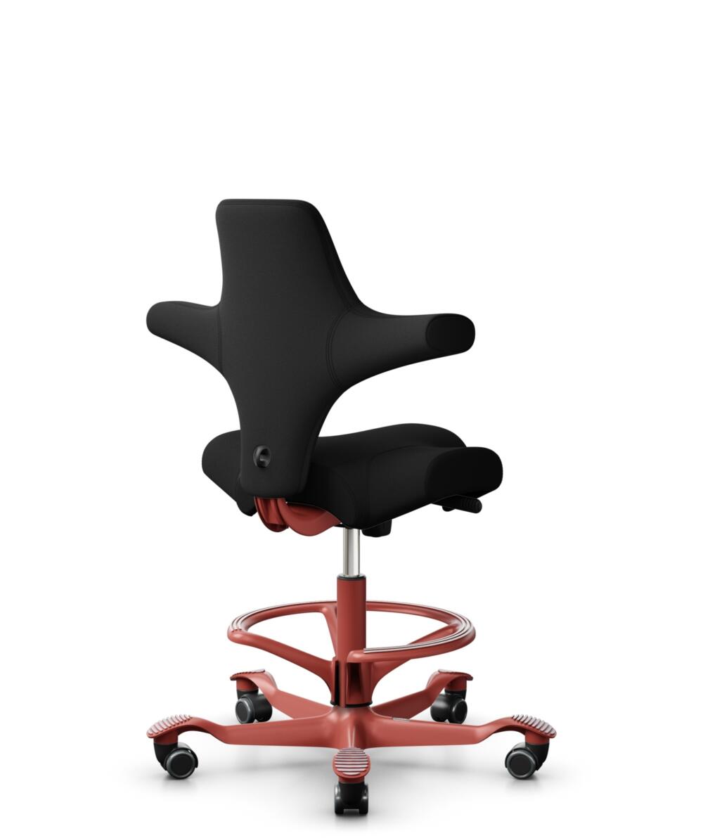 HÅG Capisco 8106 - Xtreme (Camira) - Gerecycled Polyester - EXR009 - Black - Framekleur - Blush Rose - Gasveer - 265 mm (Zithoogte 53-79cm) - Vloercontact - Harde wielen t.b.v. zachte vloeren - Voetenring - Ja, in framekleur - Voetster - Nee, voetster ... - 3