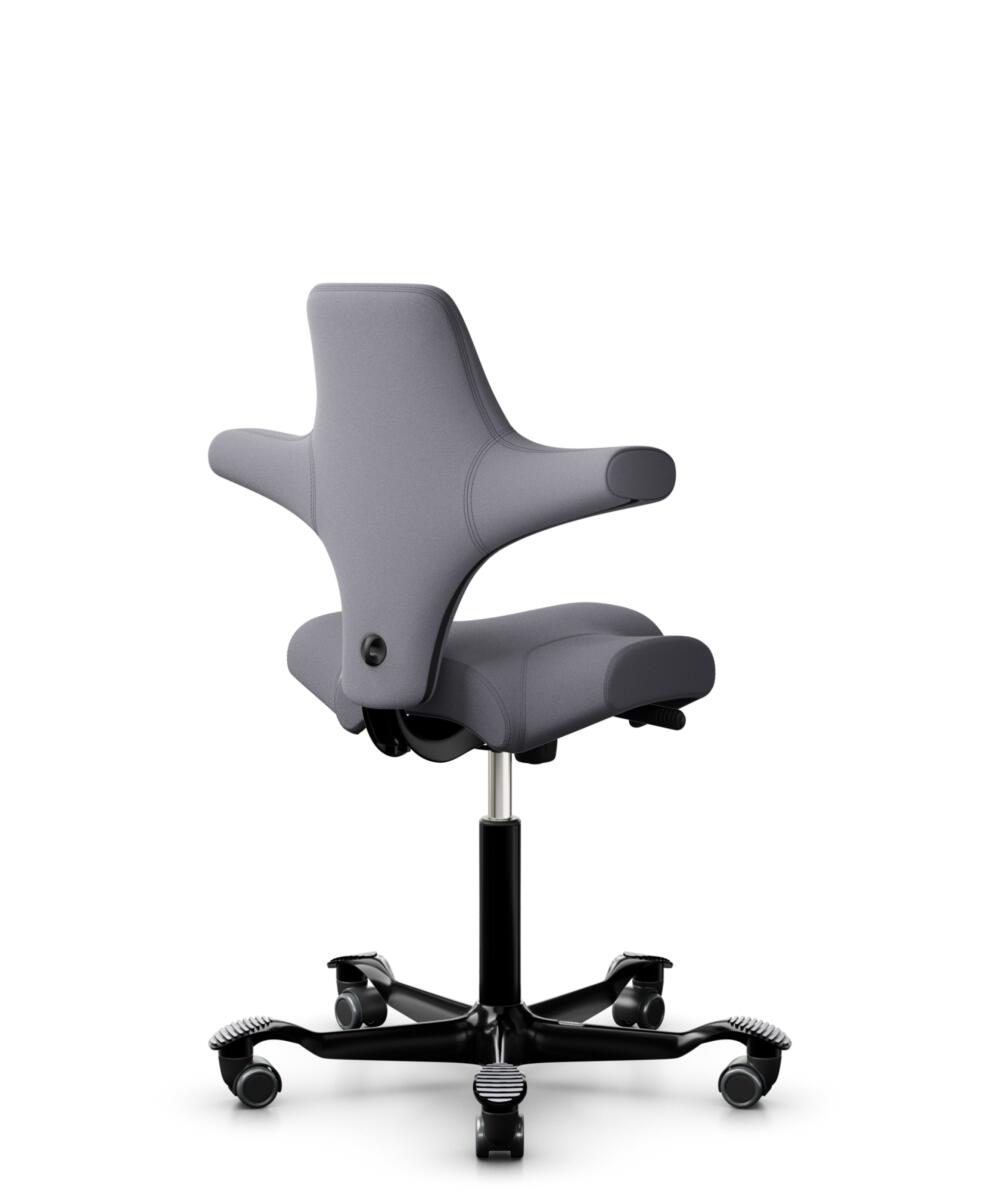 HÅG Capisco 8106 - Xtreme (Camira) - Gerecycled Polyester - EXR081 - Grey - Framekleur - Zwart - Gasveer - 200 mm (Zithoogte 46-64cm) - Vloercontact - Harde wielen t.b.v. zachte vloeren - Voetenring - Nee, geen voetenring - Voetster - Nee, voetster in ... - 3