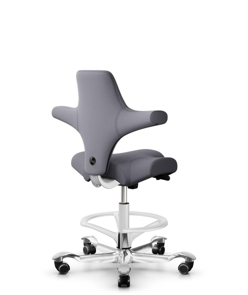 HÅG Capisco 8106 - Xtreme (Camira) - Gerecycled Polyester - EXR081 - Grey - Framekleur - Wit - Gasveer - 200 mm (Zithoogte 46-64cm) - Vloercontact - Harde wielen t.b.v. zachte vloeren - Voetenring - Ja, in framekleur - Voetster - Ja, voetster in gepoli... - 3