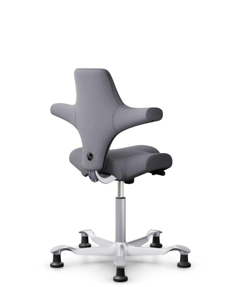 HÅG Capisco 8106 - Xtreme (Camira) - Gerecycled Polyester - EXR081 - Grey - Framekleur - Zilver - Gasveer - 265 mm (Zithoogte 53-79cm) - Vloercontact - Glijdoppen - Voetenring - Nee, geen voetenring - Voetster - Nee, voetster in framekleur - 3