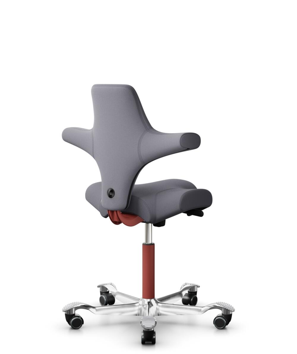 HÅG Capisco 8106 - Xtreme (Camira) - Gerecycled Polyester - EXR081 - Grey - Framekleur - Blush Rose - Gasveer - 200 mm (Zithoogte 46-64cm) - Vloercontact - Zachte wielen t.b.v. harde vloeren - Voetenring - Nee, geen voetenring - Voetster - Ja, voetster... - 3