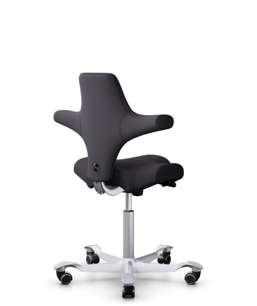 HÅG Capisco 8106 - Xtreme (Camira) - Gerecycled Polyester - EXR145 - Charcoal - Framekleur - Zilver - Gasveer - 150 mm (Zithoogte 40-55cm) - Vloercontact - Harde wielen t.b.v. zachte vloeren - Voetenring - Nee, geen voetenring - Voetster - Nee, voetste... - 3