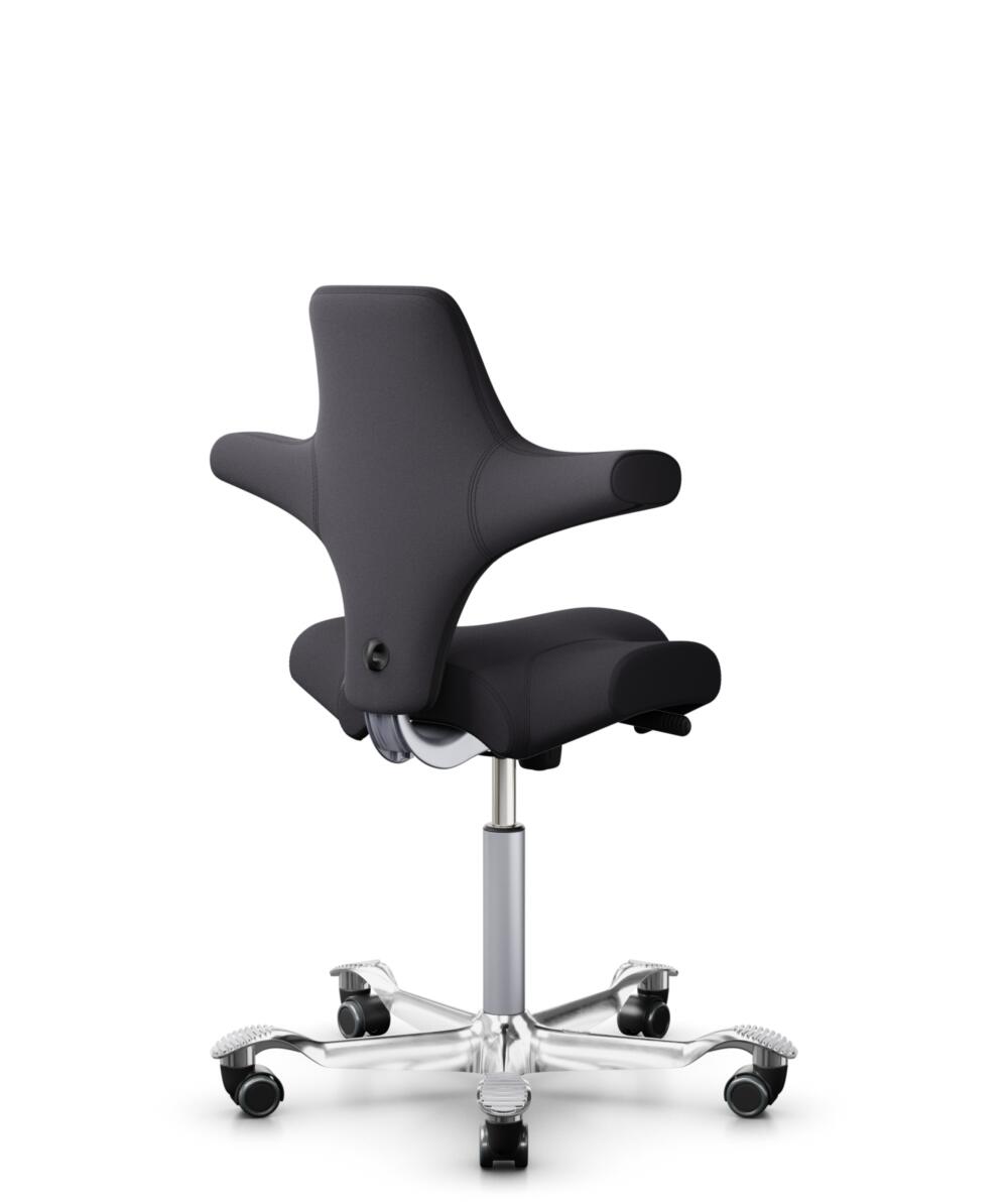 HÅG Capisco 8106 - Xtreme (Camira) - Gerecycled Polyester - EXR145 - Charcoal - Framekleur - Zilver - Gasveer - 265 mm (Zithoogte 53-79cm) - Vloercontact - Harde wielen t.b.v. zachte vloeren - Voetenring - Nee, geen voetenring - Voetster - Ja, voetster... - 3