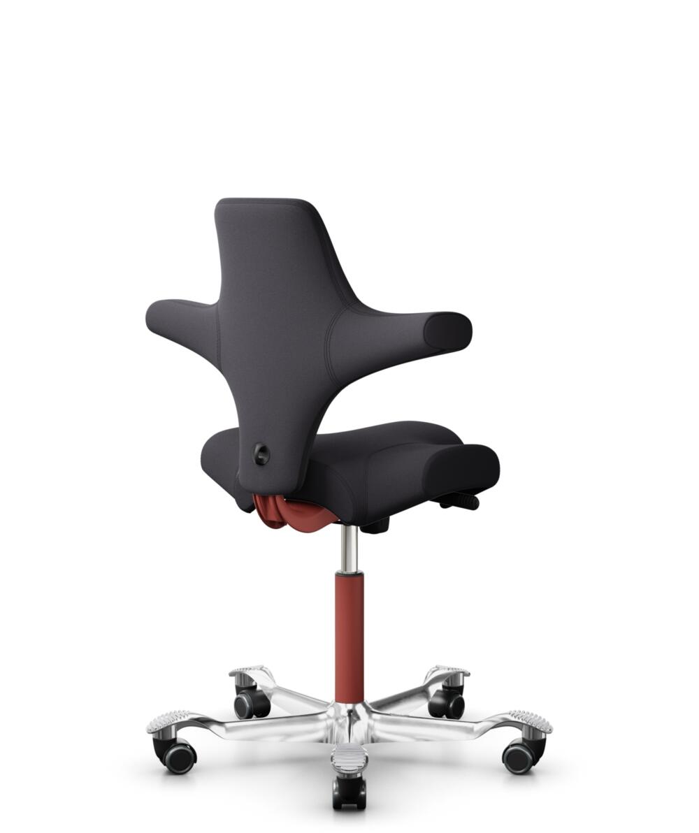 HÅG Capisco 8106 - Xtreme (Camira) - Gerecycled Polyester - EXR145 - Charcoal - Framekleur - Blush Rose - Gasveer - 200 mm (Zithoogte 46-64cm) - Vloercontact - Harde wielen t.b.v. zachte vloeren - Voetenring - Nee, geen voetenring - Voetster - Ja, voet... - 3