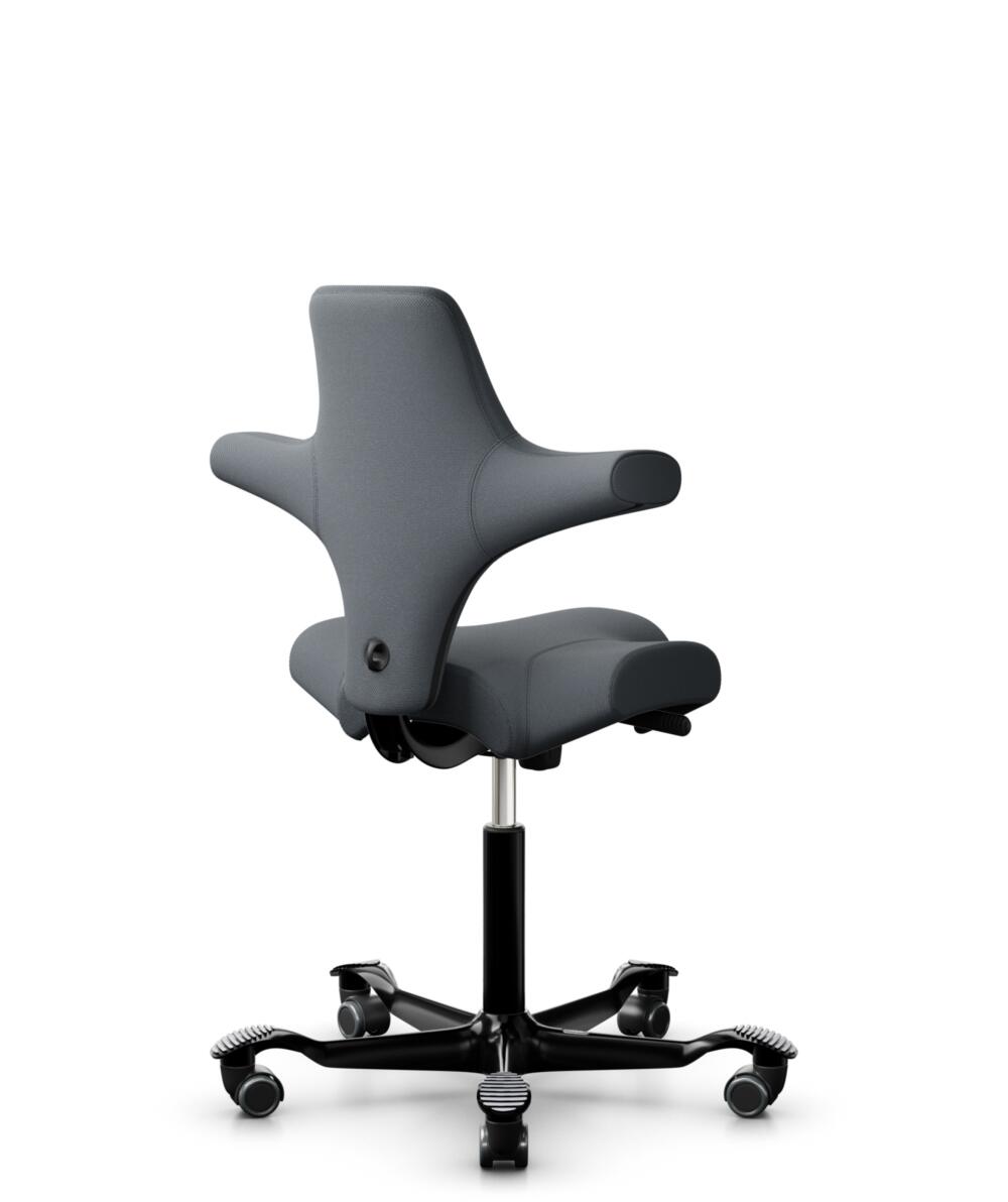 HÅG Capisco 8106 - Select (Gabriel) - Wol / Polyamide - SC60003 - Grey - Framekleur - Zwart - Gasveer - 150 mm (Zithoogte 40-55cm) - Vloercontact - Harde wielen t.b.v. zachte vloeren - Voetenring - Nee, geen voetenring - Voetster - Nee, voetster in fra... - 3