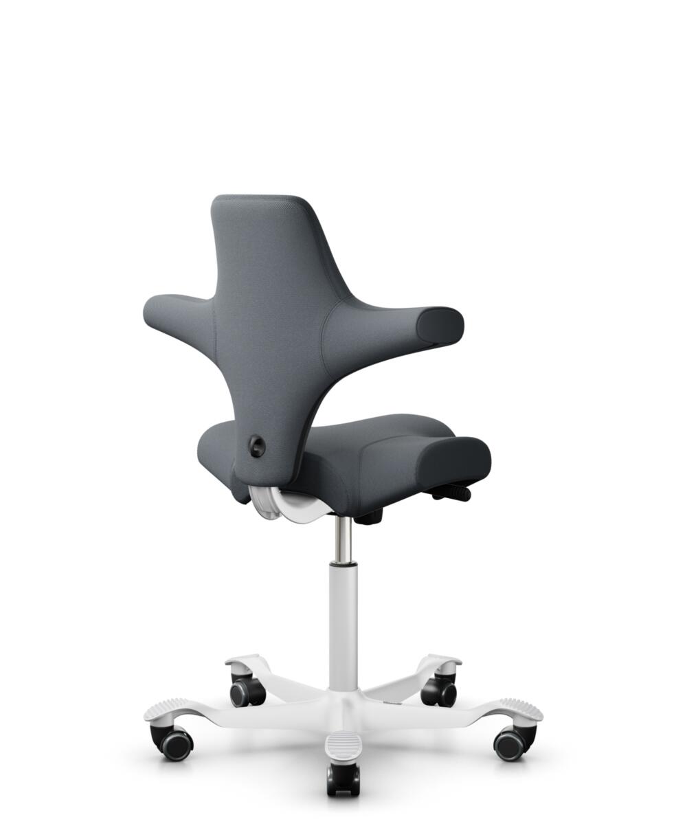 HÅG Capisco 8106 - Select (Gabriel) - Wol / Polyamide - SC60003 - Grey - Framekleur - Wit - Gasveer - 200 mm (Zithoogte 46-64cm) - Vloercontact - Zachte wielen t.b.v. harde vloeren - Voetenring - Nee, geen voetenring - Voetster - Nee, voetster in frame... - 3