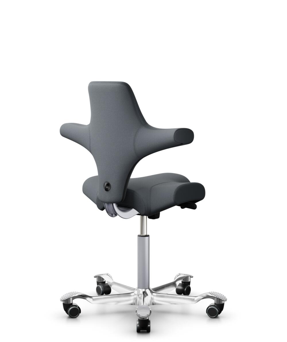 HÅG Capisco 8106 - Select (Gabriel) - Wol / Polyamide - SC60003 - Grey - Framekleur - Zilver - Gasveer - 200 mm (Zithoogte 46-64cm) - Vloercontact - Harde wielen t.b.v. zachte vloeren - Voetenring - Nee, geen voetenring - Voetster - Ja, voetster in gep... - 3