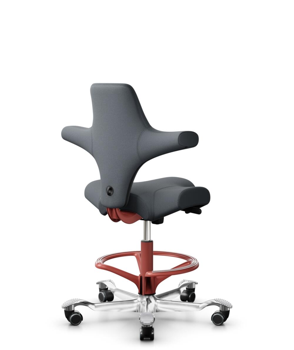 HÅG Capisco 8106 - Select (Gabriel) - Wol / Polyamide - SC60003 - Grey - Framekleur - Blush Rose - Gasveer - 265 mm (Zithoogte 53-79cm) - Vloercontact - Harde wielen t.b.v. zachte vloeren - Voetenring - Ja, in framekleur - Voetster - Ja, voetster in ge... - 3