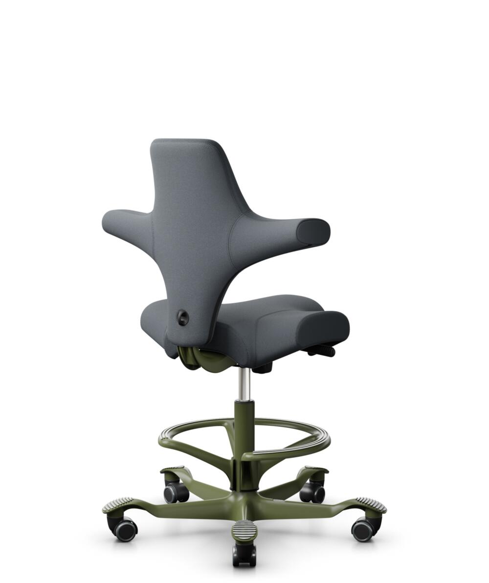 HÅG Capisco 8106 - Select (Gabriel) - Wol / Polyamide - SC60003 - Grey - Framekleur - Moss Grey - Gasveer - 200 mm (Zithoogte 46-64cm) - Vloercontact - Zachte wielen t.b.v. harde vloeren - Voetenring - Ja, in framekleur - Voetster - Nee, voetster in fr... - 3