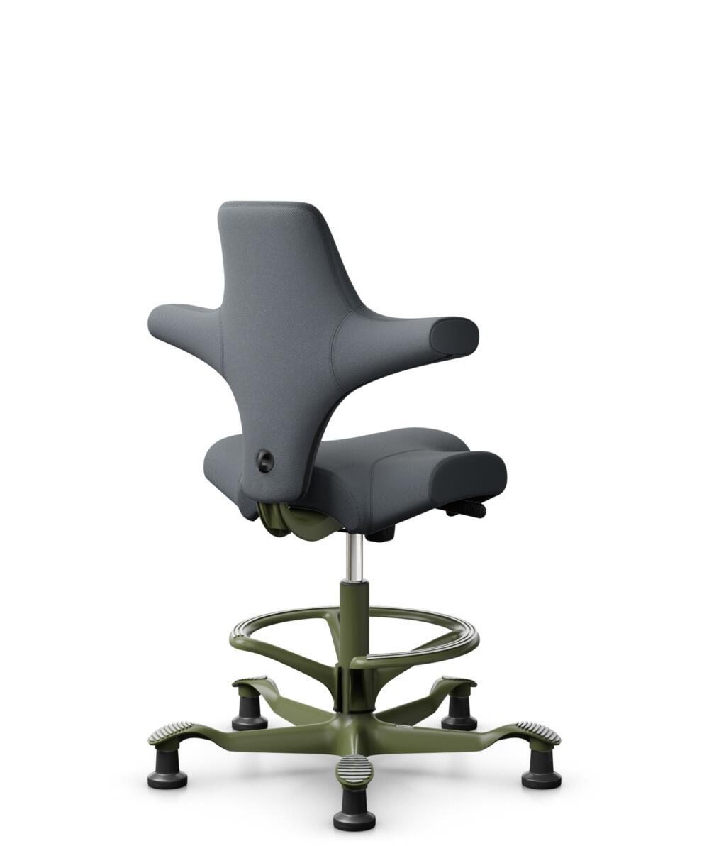 HÅG Capisco 8106 - Select (Gabriel) - Wol / Polyamide - SC60003 - Grey - Framekleur - Moss Grey - Gasveer - 200 mm (Zithoogte 46-64cm) - Vloercontact - Glijdoppen - Voetenring - Ja, in framekleur - Voetster - Nee, voetster in framekleur - 3