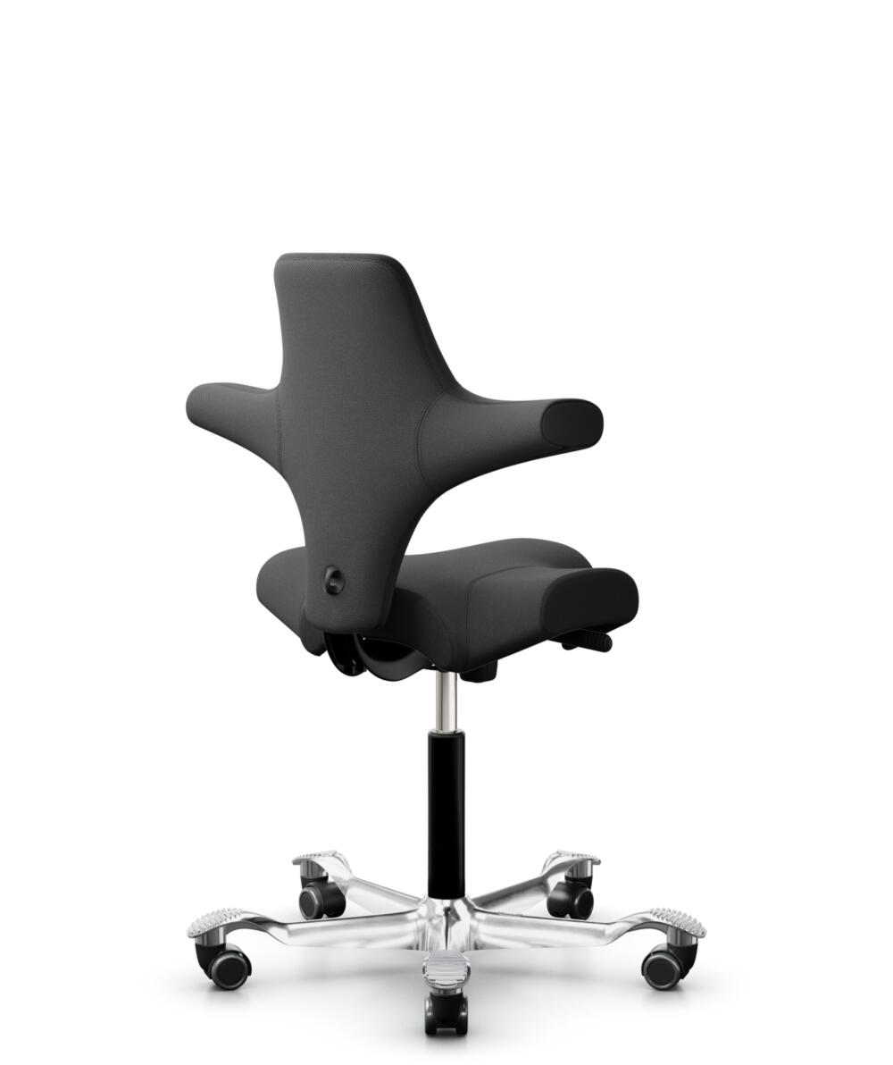 HÅG Capisco 8106 - Select (Gabriel) - Wol / Polyamide - SC60051 - Charcoal - Framekleur - Zwart - Gasveer - 150 mm (Zithoogte 40-55cm) - Vloercontact - Harde wielen t.b.v. zachte vloeren - Voetenring - Nee, geen voetenring - Voetster - Ja, voetster in ... - 3