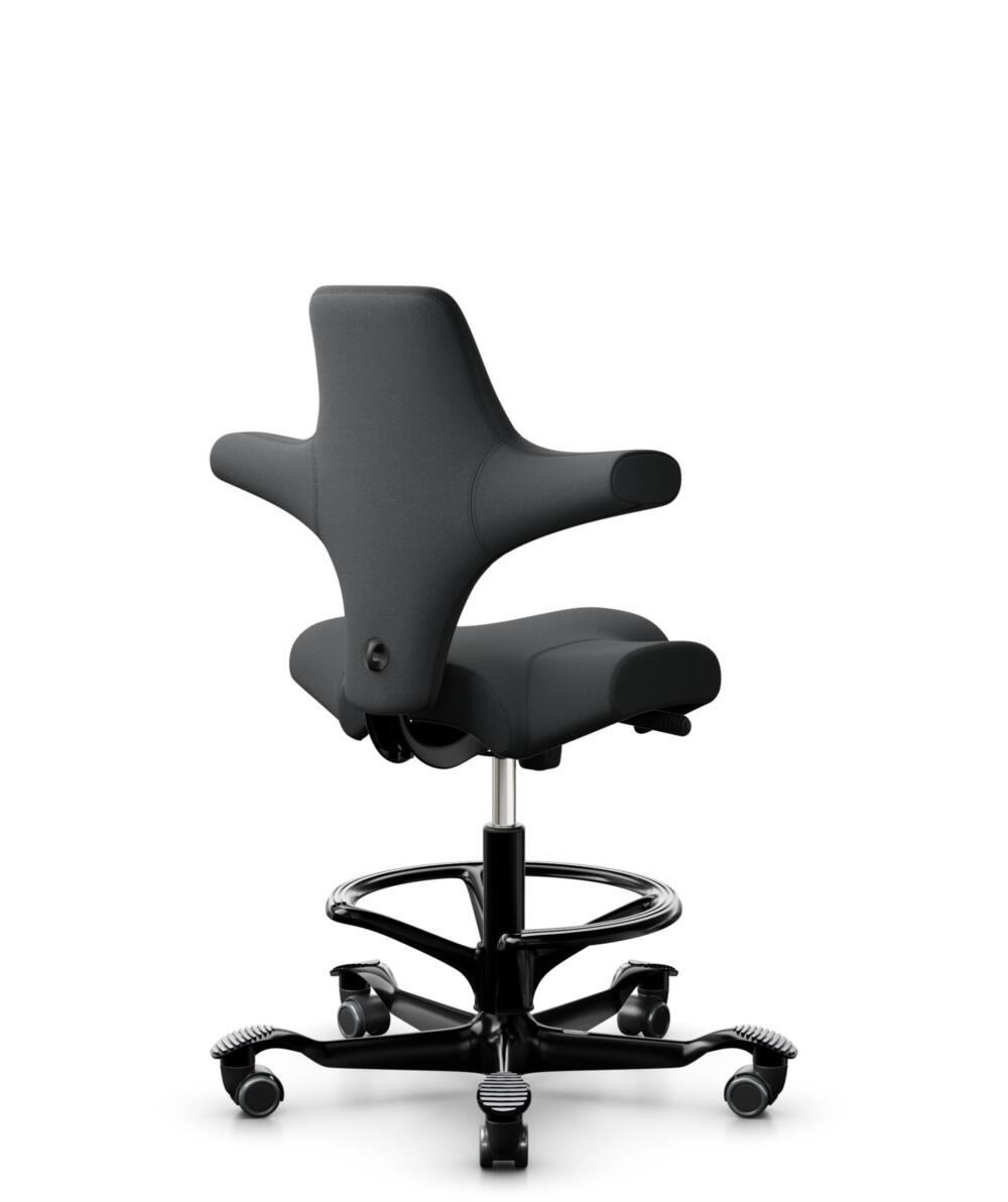 HÅG Capisco 8106 - Select (Gabriel) - Wol / Polyamide - SC60051 - Charcoal - Framekleur - Zwart - Gasveer - 265 mm (Zithoogte 53-79cm) - Vloercontact - Harde wielen t.b.v. zachte vloeren - Voetenring - Ja, in framekleur - Voetster - Nee, voetster in fr... - 3