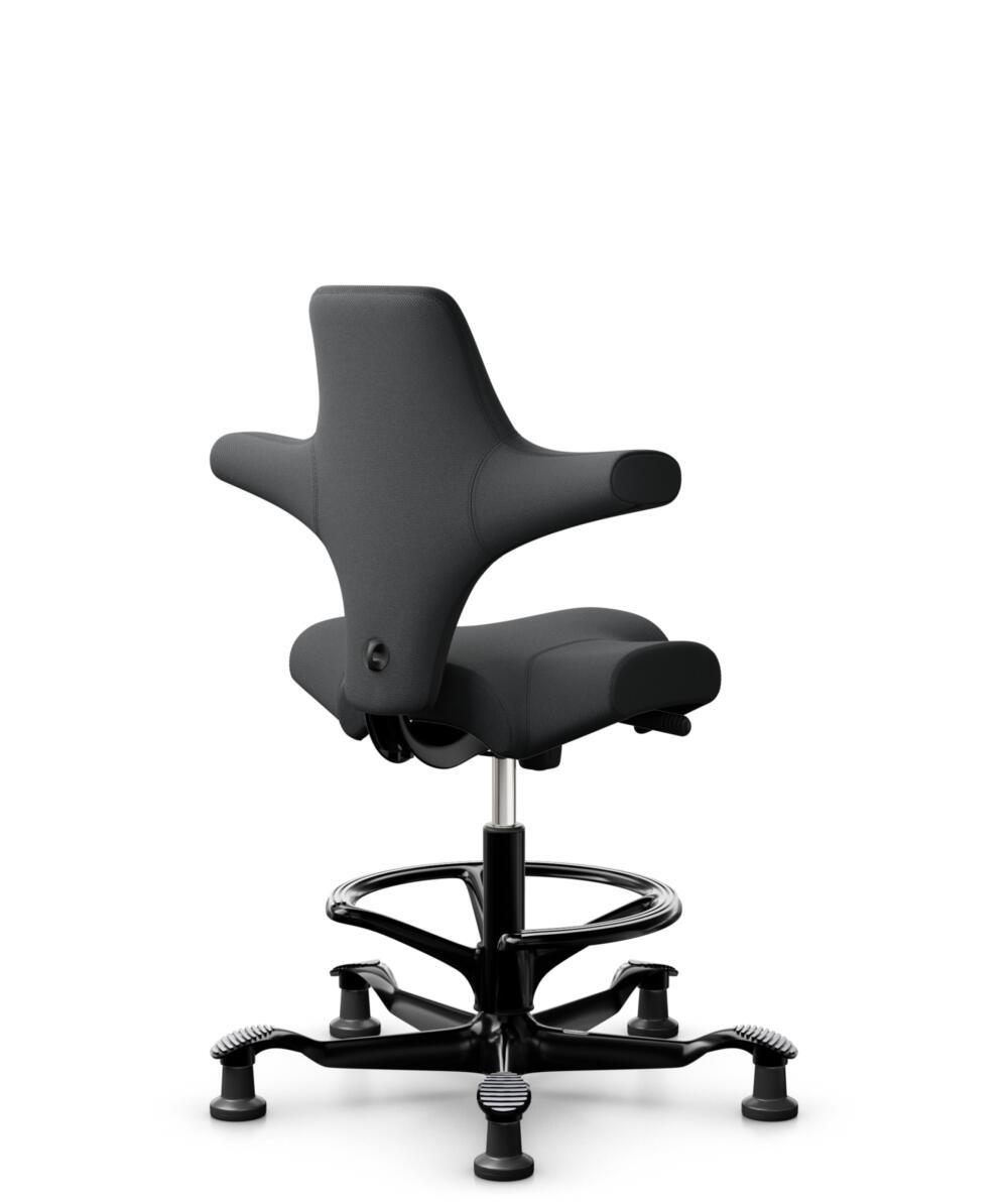 HÅG Capisco 8106 - Select (Gabriel) - Wol / Polyamide - SC60051 - Charcoal - Framekleur - Zwart - Gasveer - 265 mm (Zithoogte 53-79cm) - Vloercontact - Glijdoppen - Voetenring - Ja, in framekleur - Voetster - Nee, voetster in framekleur - 3