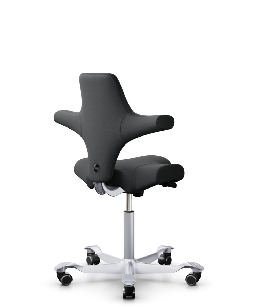 HÅG Capisco 8106 - Select (Gabriel) - Wol / Polyamide - SC60051 - Charcoal - Framekleur - Zilver - Gasveer - 265 mm (Zithoogte 53-79cm) - Vloercontact - Zachte wielen t.b.v. harde vloeren - Voetenring - Nee, geen voetenring - Voetster - Nee, voetster i... - 3