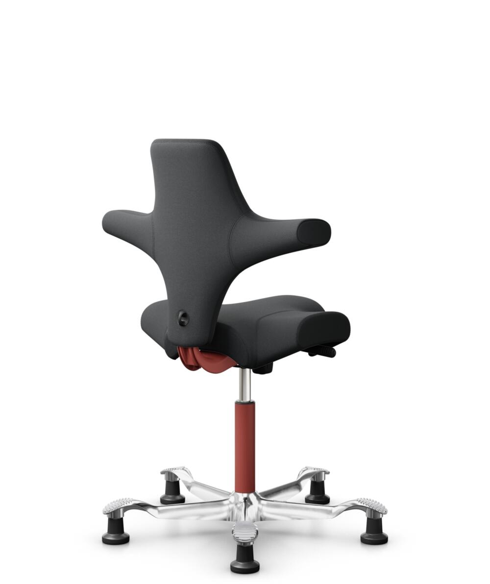 HÅG Capisco 8106 - Select (Gabriel) - Wol / Polyamide - SC60051 - Charcoal - Framekleur - Blush Rose - Gasveer - 265 mm (Zithoogte 53-79cm) - Vloercontact - Glijdoppen - Voetenring - Nee, geen voetenring - Voetster - Ja, voetster in gepolijst aluminium - 3