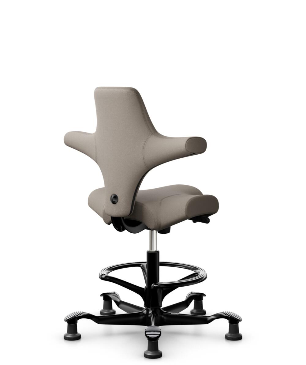HÅG Capisco 8106 - Select (Gabriel) - Wol / Polyamide - SC60129 - Beige - Framekleur - Zwart - Gasveer - 265 mm (Zithoogte 53-79cm) - Vloercontact - Glijdoppen - Voetenring - Ja, in framekleur - Voetster - Nee, voetster in framekleur - 3