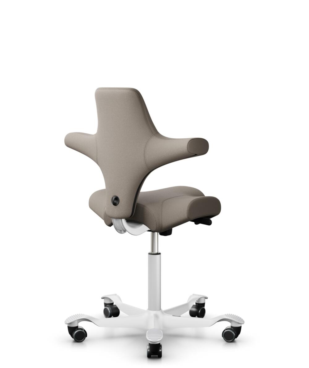 HÅG Capisco 8106 - Select (Gabriel) - Wol / Polyamide - SC60129 - Beige - Framekleur - Wit - Gasveer - 265 mm (Zithoogte 53-79cm) - Vloercontact - Harde wielen t.b.v. zachte vloeren - Voetenring - Nee, geen voetenring - Voetster - Nee, voetster in fram... - 3