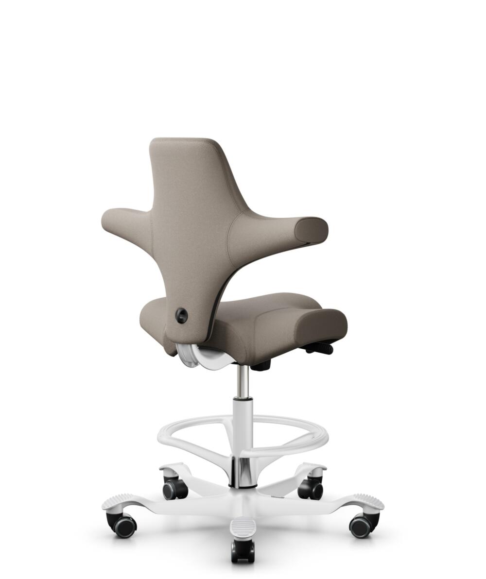 HÅG Capisco 8106 - Select (Gabriel) - Wol / Polyamide - SC60129 - Beige - Framekleur - Wit - Gasveer - 265 mm (Zithoogte 53-79cm) - Vloercontact - Harde wielen t.b.v. zachte vloeren - Voetenring - Ja, in framekleur - Voetster - Nee, voetster in framekleur - 3