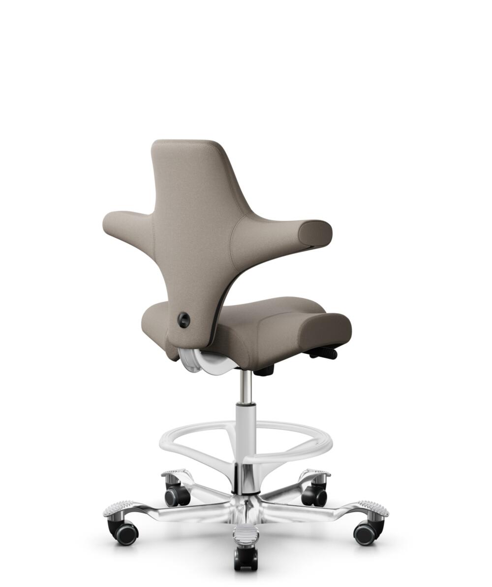 HÅG Capisco 8106 - Select (Gabriel) - Wol / Polyamide - SC60129 - Beige - Framekleur - Wit - Gasveer - 265 mm (Zithoogte 53-79cm) - Vloercontact - Zachte wielen t.b.v. harde vloeren - Voetenring - Ja, in framekleur - Voetster - Ja, voetster in gepolijs... - 3