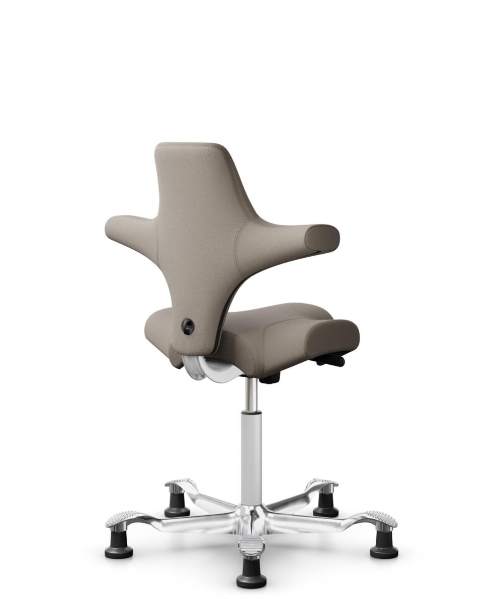 HÅG Capisco 8106 - Select (Gabriel) - Wol / Polyamide - SC60129 - Beige - Framekleur - Wit - Gasveer - 265 mm (Zithoogte 53-79cm) - Vloercontact - Glijdoppen - Voetenring - Nee, geen voetenring - Voetster - Ja, voetster in gepolijst aluminium - 3