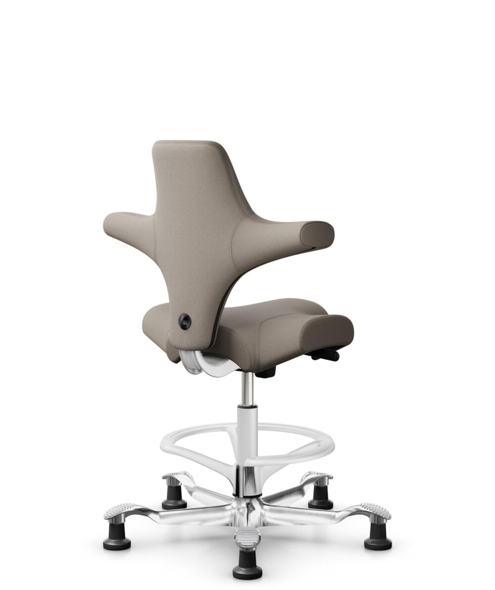 HÅG Capisco 8106 - Select (Gabriel) - Wol / Polyamide - SC60129 - Beige - Framekleur - Wit - Gasveer - 265 mm (Zithoogte 53-79cm) - Vloercontact - Glijdoppen - Voetenring - Ja, in framekleur - Voetster - Ja, voetster in gepolijst aluminium - 3