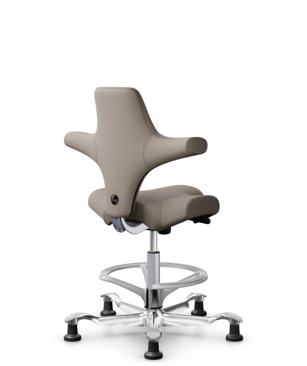 HÅG Capisco 8106 - Select (Gabriel) - Wol / Polyamide - SC60129 - Beige - Framekleur - Zilver - Gasveer - 200 mm (Zithoogte 46-64cm) - Vloercontact - Glijdoppen - Voetenring - Ja, in framekleur - Voetster - Ja, voetster in gepolijst aluminium - 3