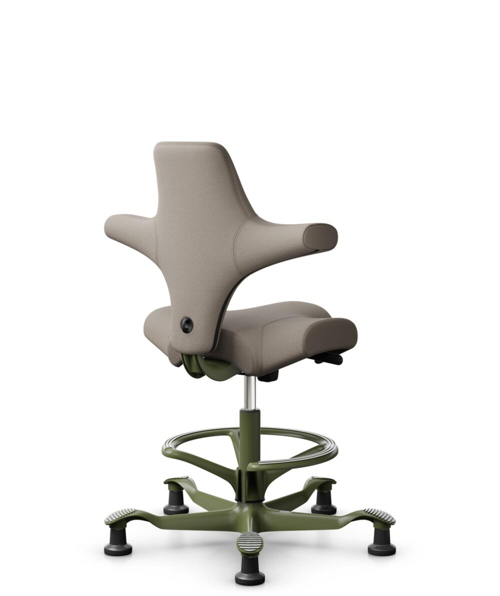 HÅG Capisco 8106 - Select (Gabriel) - Wol / Polyamide - SC60129 - Beige - Framekleur - Moss Grey - Gasveer - 265 mm (Zithoogte 53-79cm) - Vloercontact - Glijdoppen - Voetenring - Ja, in framekleur - Voetster - Nee, voetster in framekleur - 3