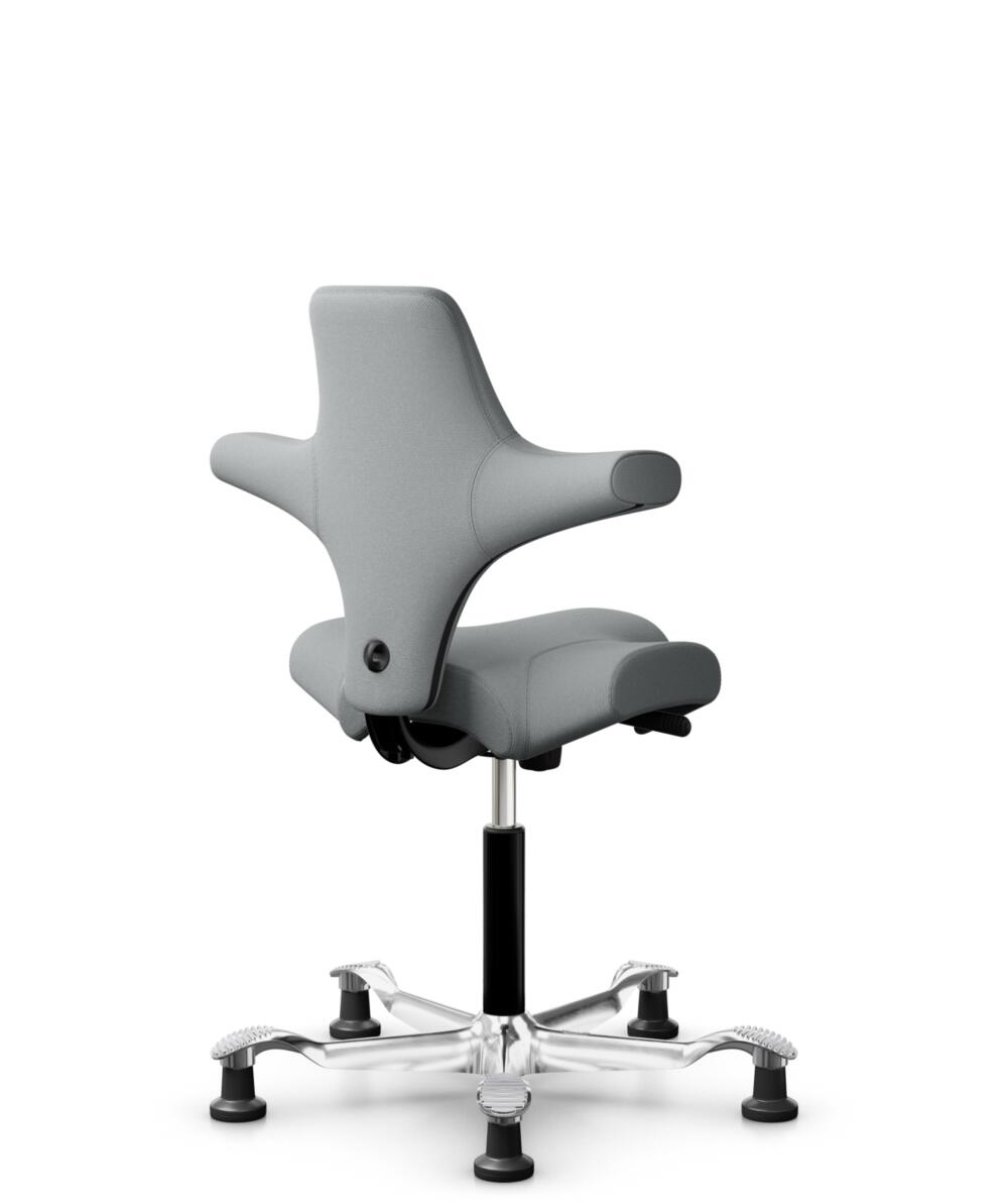 HÅG Capisco 8106 - Select (Gabriel) - Wol / Polyamide - SC60131 - Light ash grey - Framekleur - Zwart - Gasveer - 265 mm (Zithoogte 53-79cm) - Vloercontact - Glijdoppen - Voetenring - Nee, geen voetenring - Voetster - Ja, voetster in gepolijst aluminium - 1