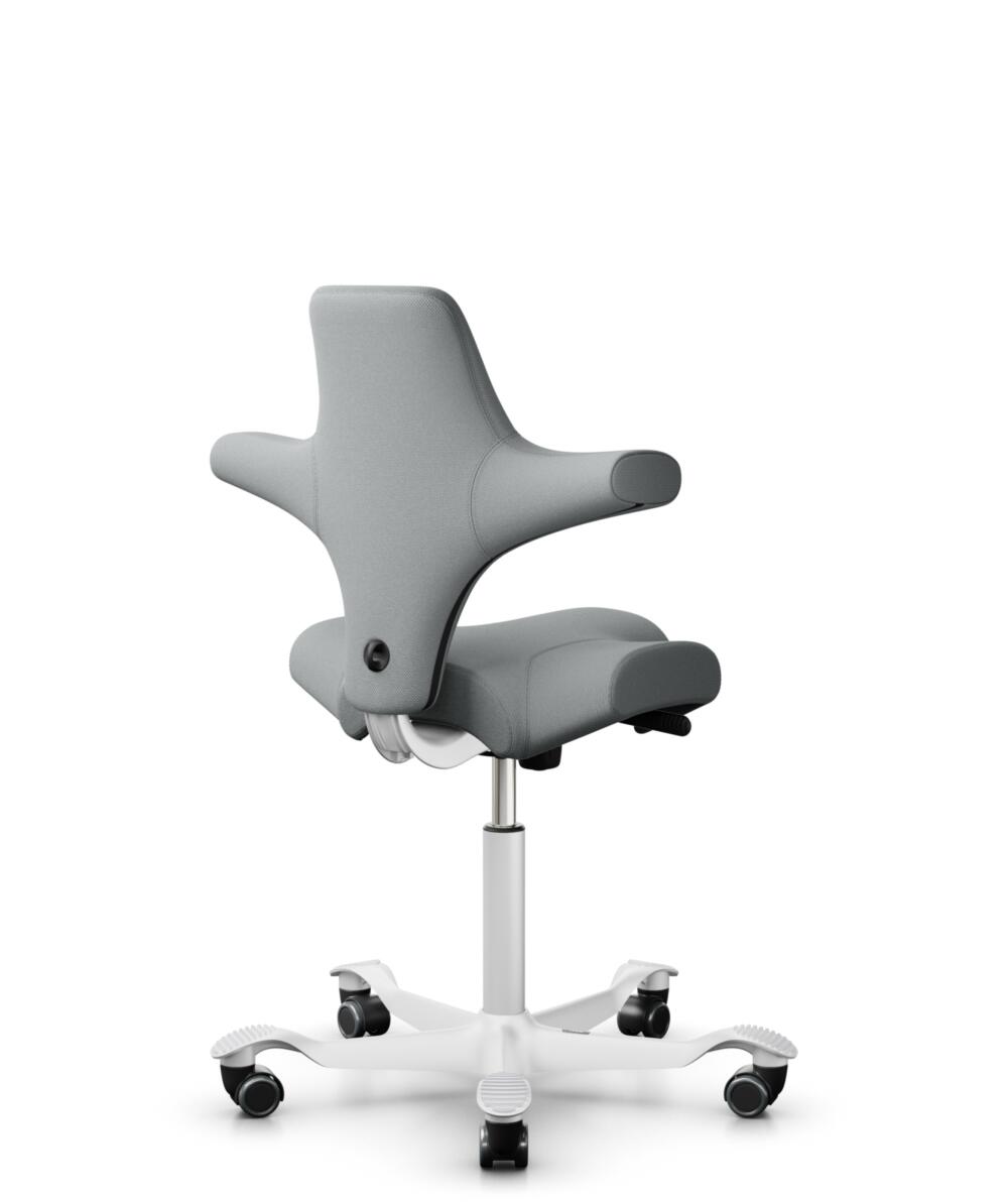 HÅG Capisco 8106 - Select (Gabriel) - Wol / Polyamide - SC60131 - Light ash grey - Framekleur - Wit - Gasveer - 150 mm (Zithoogte 40-55cm) - Vloercontact - Zachte wielen t.b.v. harde vloeren - Voetenring - Nee, geen voetenring - Voetster - Nee, voetste... - 2
