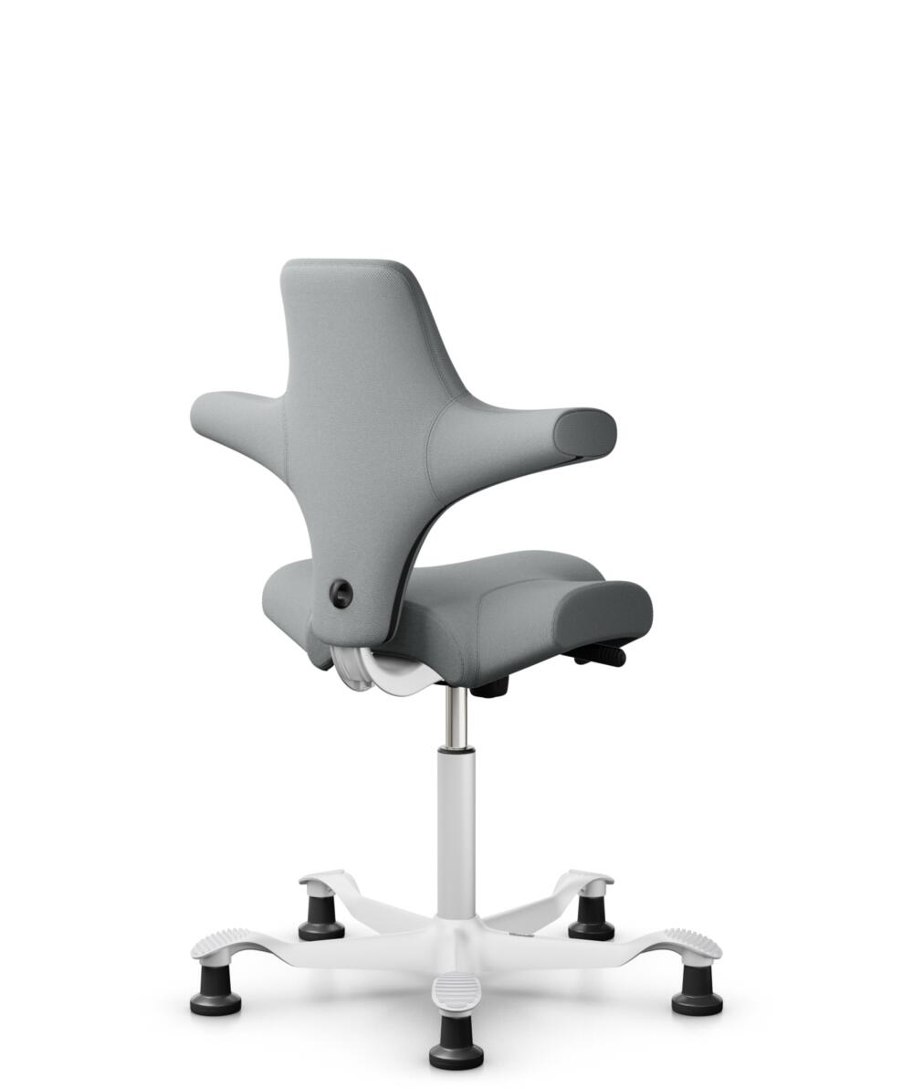 HÅG Capisco 8106 - Select (Gabriel) - Wol / Polyamide - SC60131 - Light ash grey - Framekleur - Wit - Gasveer - 150 mm (Zithoogte 40-55cm) - Vloercontact - Glijdoppen - Voetenring - Nee, geen voetenring - Voetster - Nee, voetster in framekleur - 3