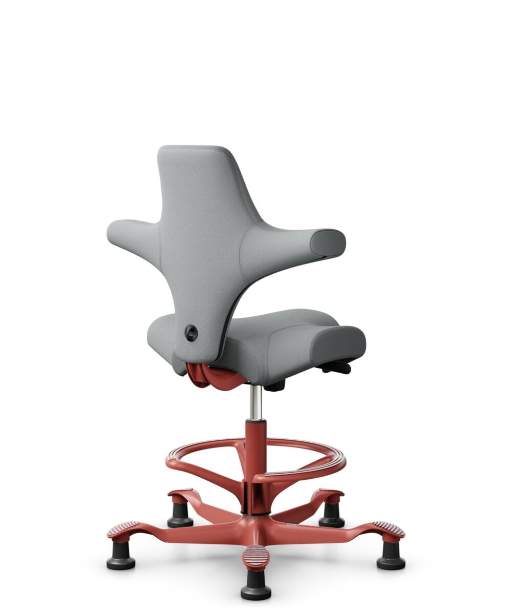 HÅG Capisco 8106 - Select (Gabriel) - Wol / Polyamide - SC60131 - Light ash grey - Framekleur - Blush Rose - Gasveer - 200 mm (Zithoogte 46-64cm) - Vloercontact - Glijdoppen - Voetenring - Ja, in framekleur - Voetster - Nee, voetster in framekleur - 1
