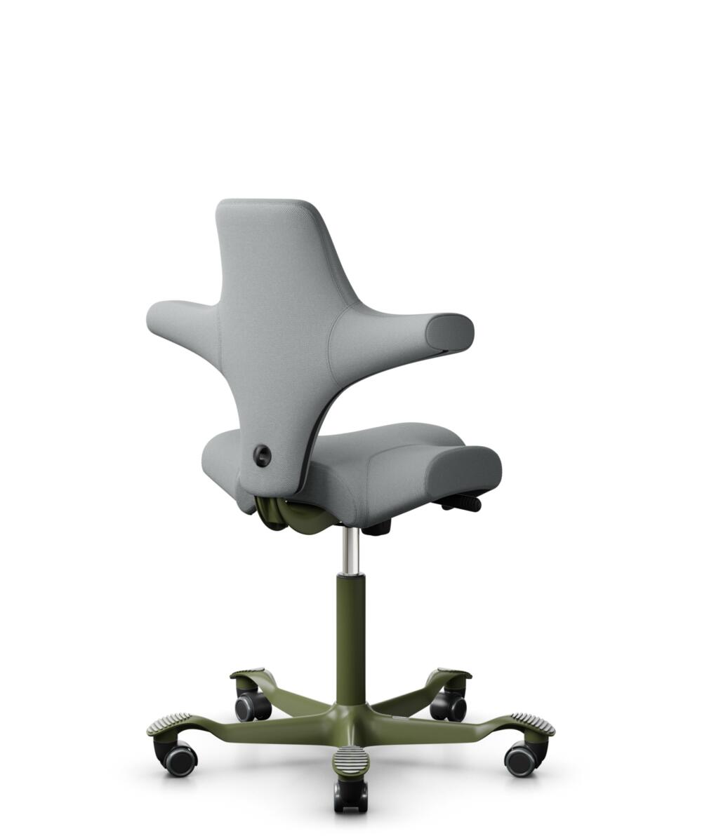 HÅG Capisco 8106 - Select (Gabriel) - Wol / Polyamide - SC60131 - Light ash grey - Framekleur - Moss Grey - Gasveer - 265 mm (Zithoogte 53-79cm) - Vloercontact - Harde wielen t.b.v. zachte vloeren - Voetenring - Nee, geen voetenring - Voetster - Nee, v... - 1